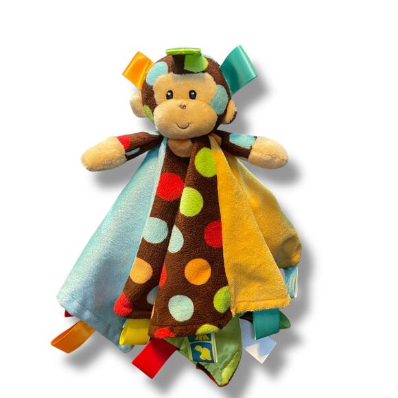 Mary Meyer Taggies Lovey Monkey Security Blanket Polka Dot Satin Lined Gift 13" - Picture 1 of 13